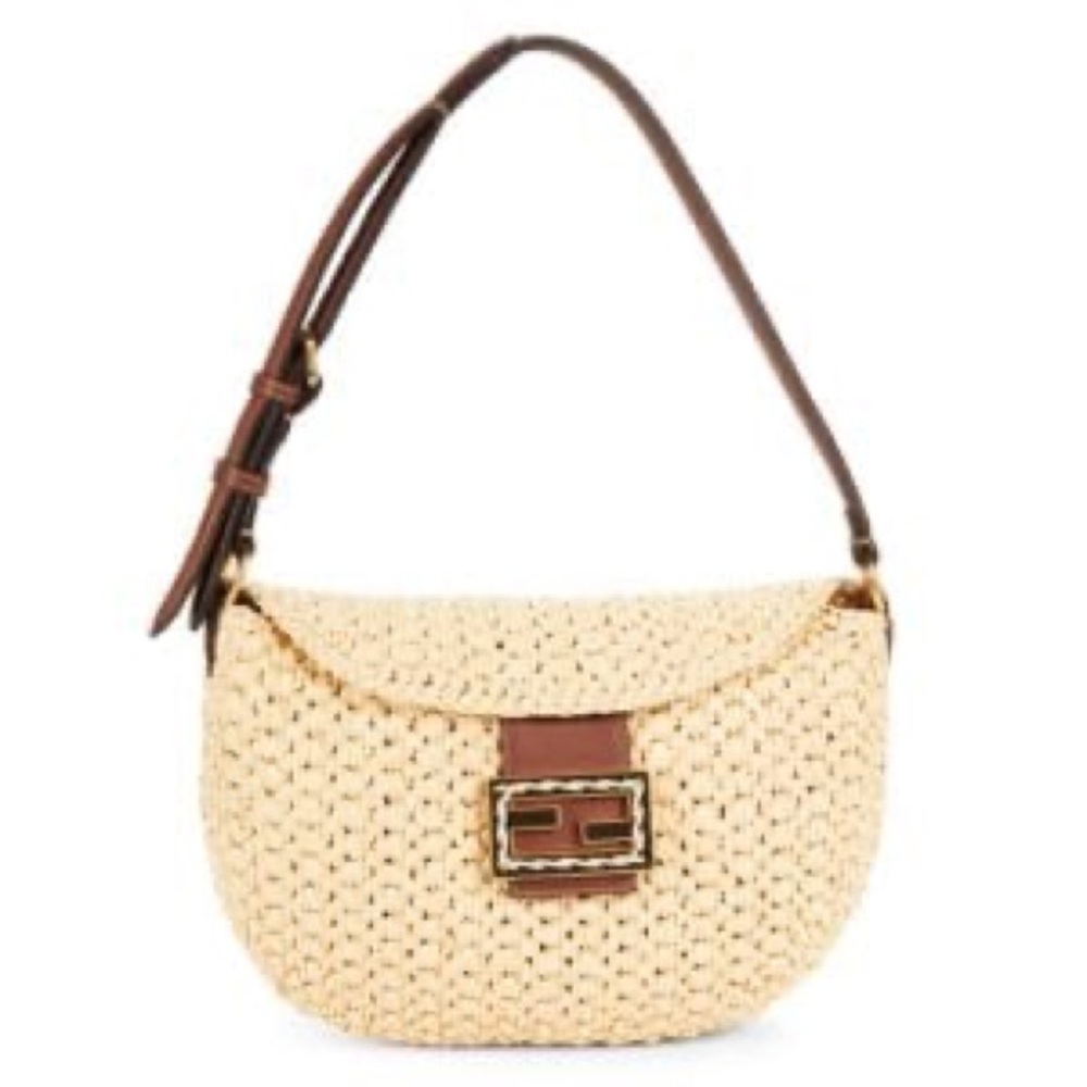 Fendi croissant raffia bag